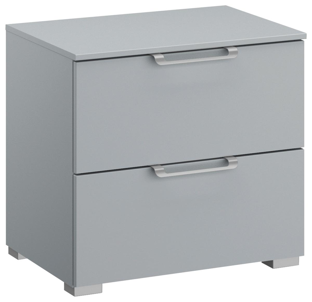 SZAFKA NOCNA ALDONO-DELUXE - kolor srebrny/jasnoszary, Design, materiał drewnopochodny/tworzywo sztuczne (50/49/42cm) - Novel