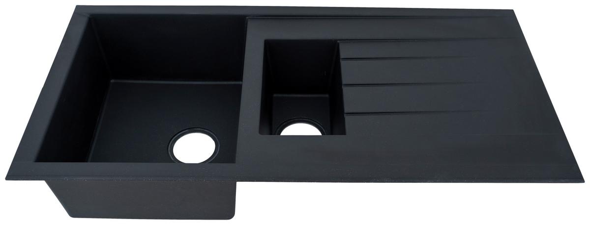 Einbauspüle Houston ca. 100x21x50 cm Schwarz - Schwarz, Trend, Glas/Kunststoff (100/21/50cm) - Respekta