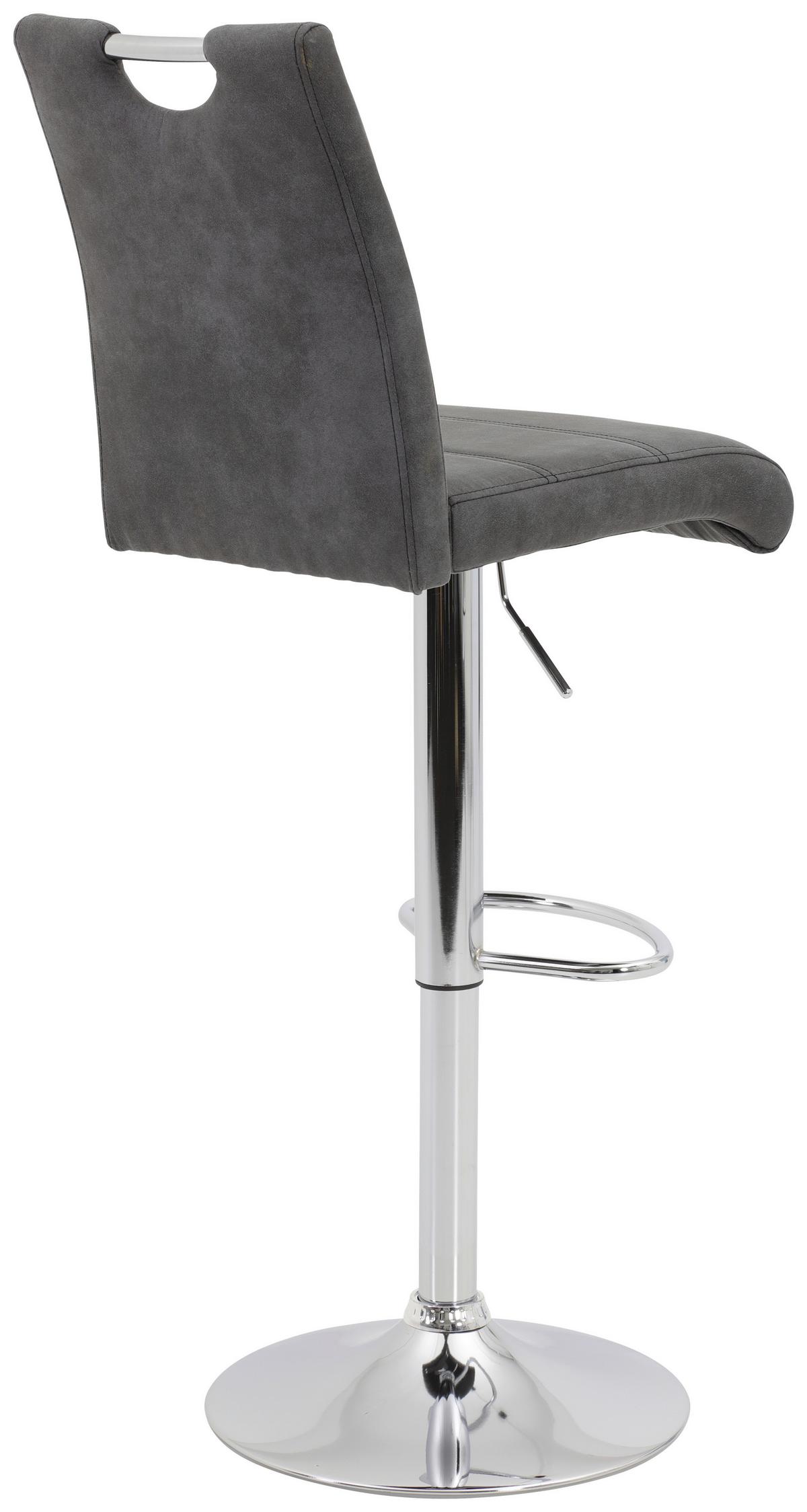 STOŁEK BAROWY MIRANDA II H - antracytowy/kolor chromowy, Konventionell, metal/tkanina (38/97-119/50cm) - Carryhome