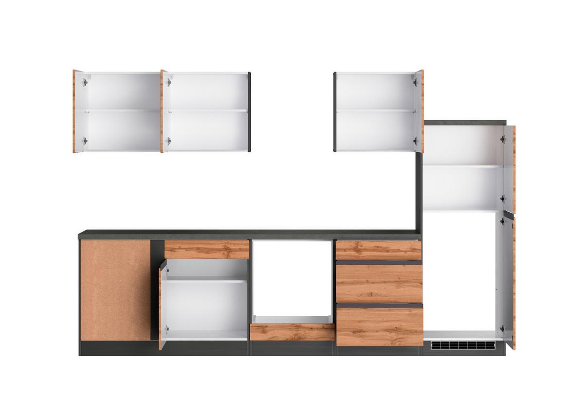 Eckküche Turin ohne Geräte ca. 300x240 cm Graphit/Eiche - Eiche Wotan/Graphitfarben, Design, Holzwerkstoff (300/240cm) - Held