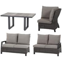 Loungegarnitur Corido 4-tlg. Grau - Grau, Basics, Keramik/Kunststoff (219/88/219cm) - Siena Garden