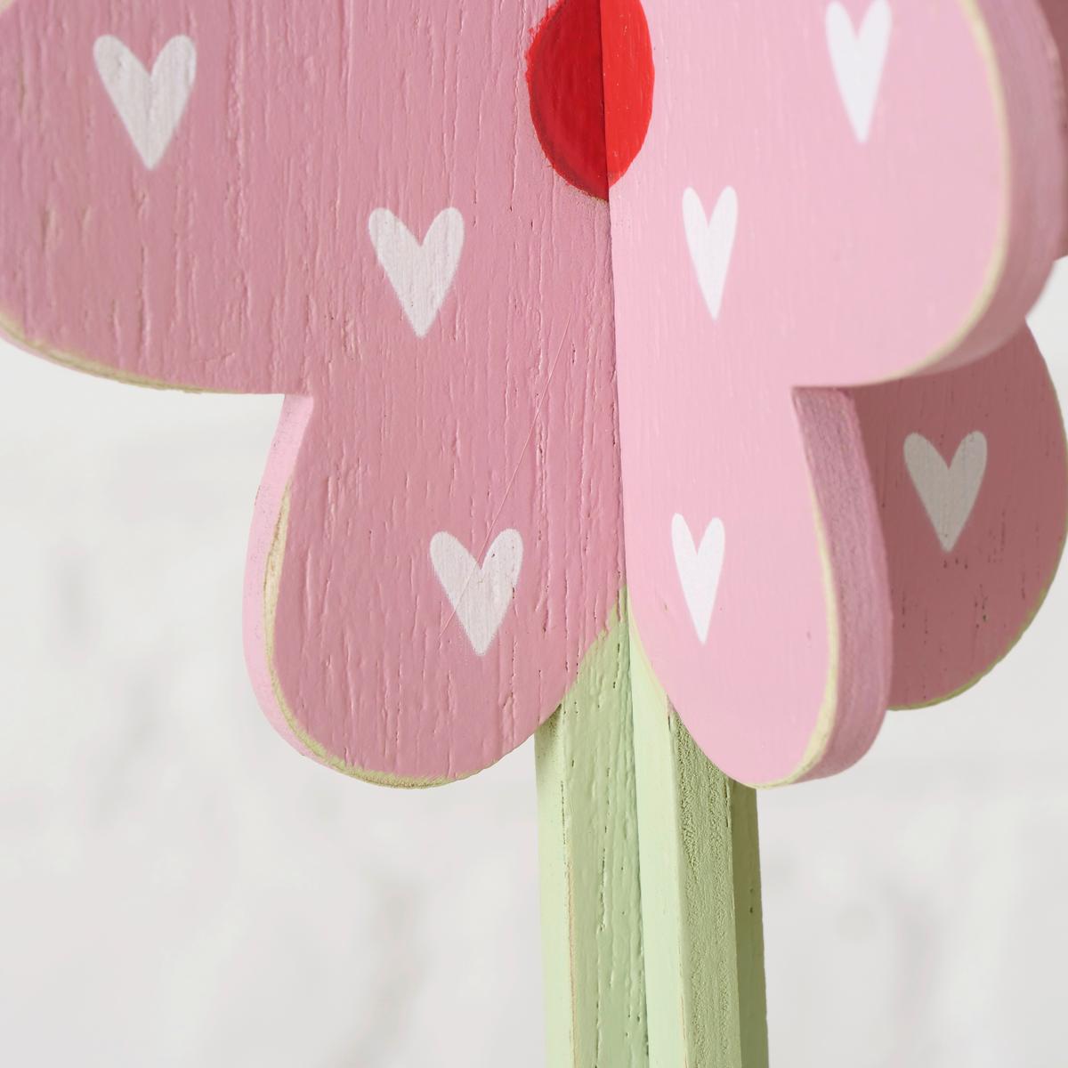 Dekopflanze Lucy I diverse Farben - Hellrosa/Dunkelrosa, Basics, Holz (15/32/15cm)