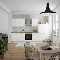 Küchenblock Touch Low m. Geräten Weiß - Eichefarben/Schwarz, MODERN, Holzwerkstoff/Metall (330cm) - Nobilia
