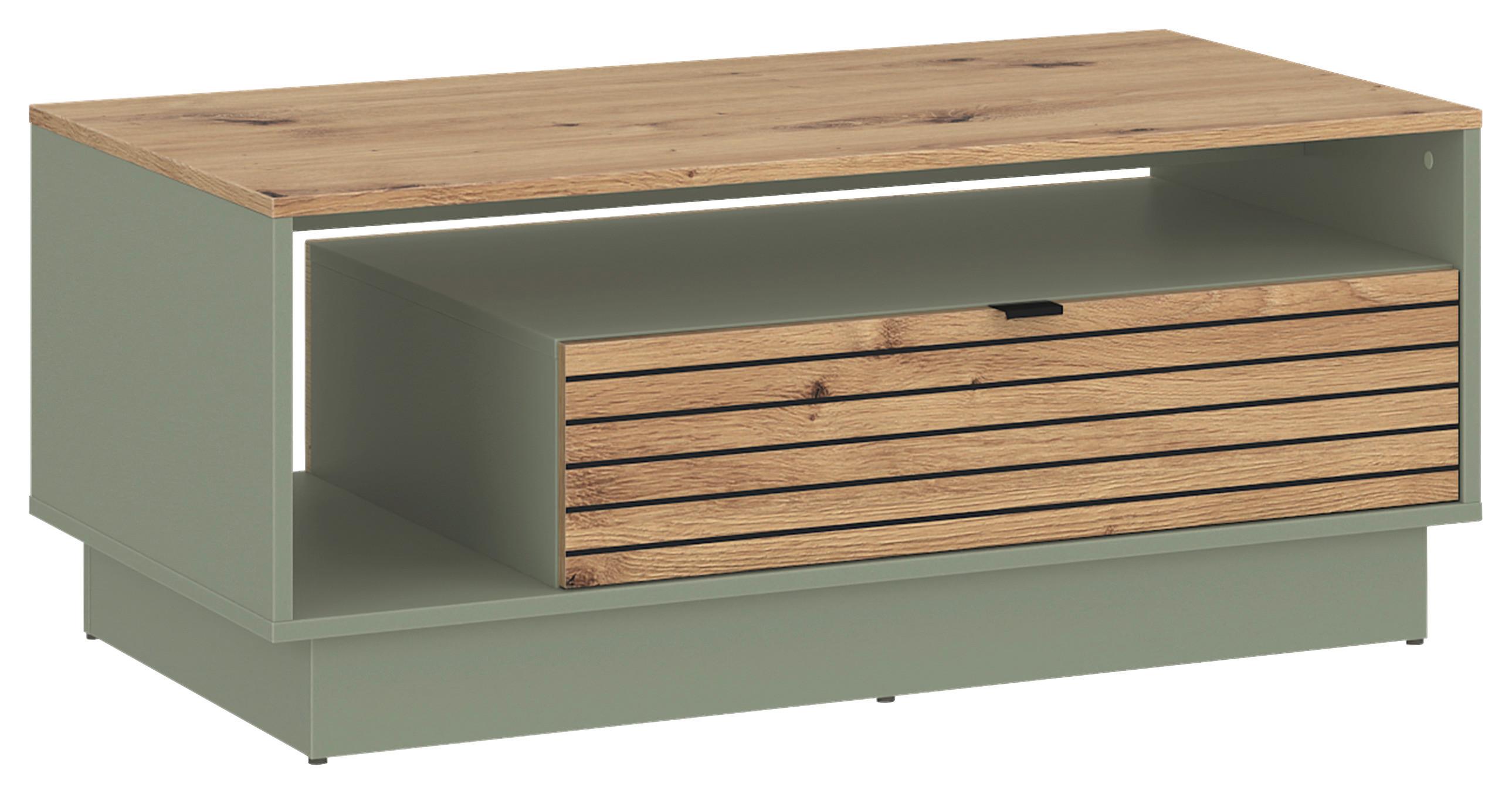 Măsuță de cafea NEXA - verde salvie/stejar Artisan, Basics, plastic/material pe bază de lemn (106/45,5/65cm) - Modern Living