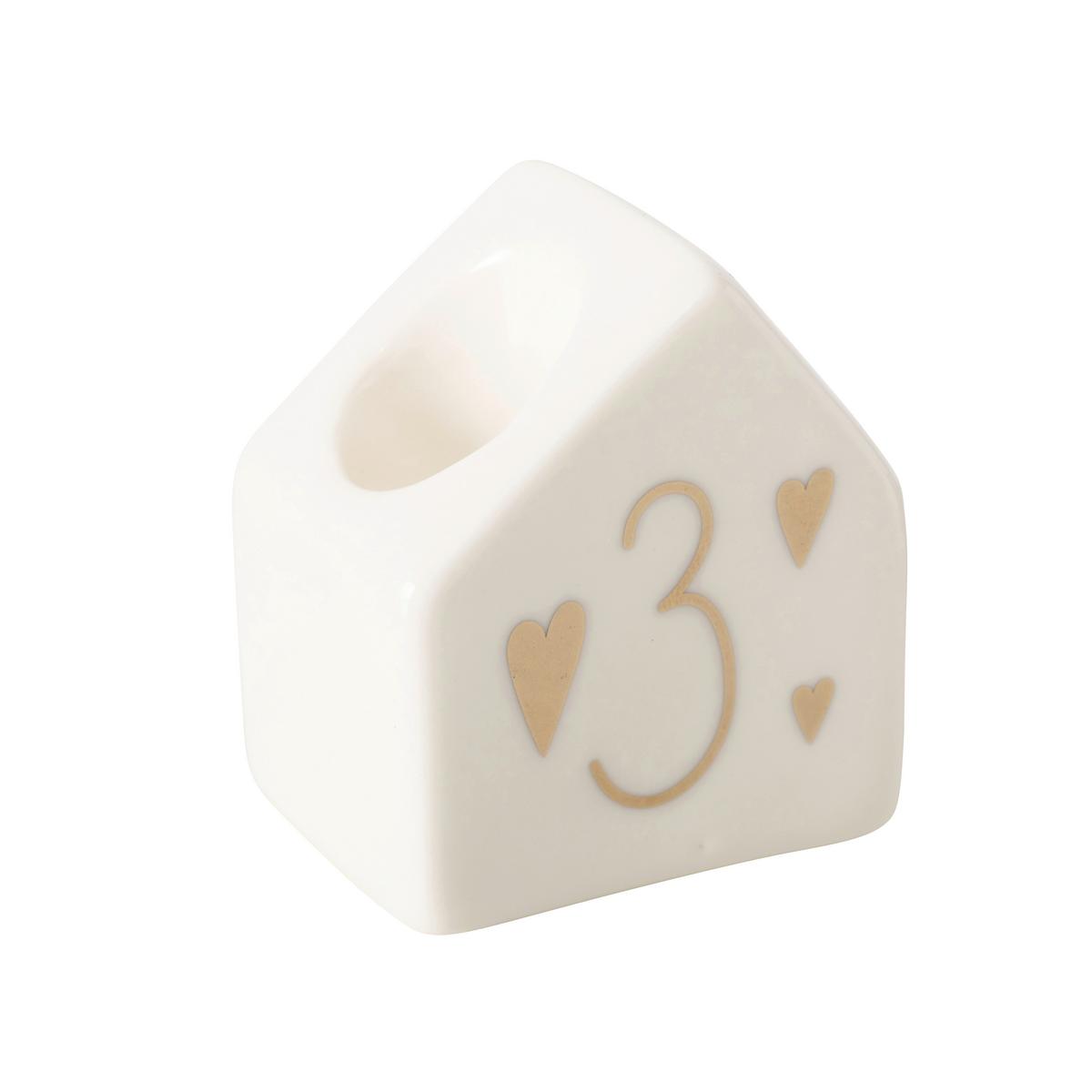 Kerzenhalter-Set Honta I Weiß/Goldfarben 4-teilig - Goldfarben/Weiß, KONVENTIONELL, Keramik (5,5/4,2/9,4cm) - Modern Living