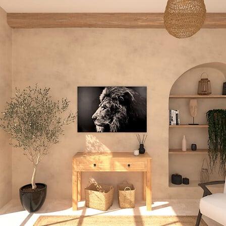 Slika S Okvirom Lion 118x78cm - bijela/crna, Basics, drvni materijal (118/2,8/78cm)