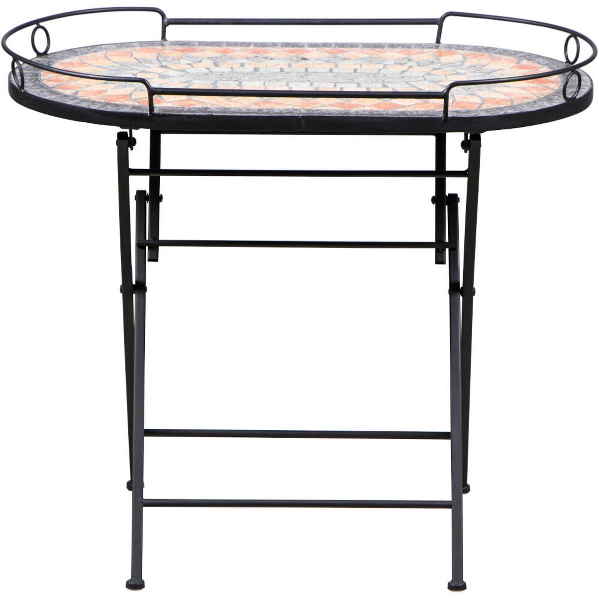 GARTENBEISTELLTISCH 380831 - Multicolor/Schwarz, MODERN, Keramik/Metall (68/41/60cm) - Siena Garden