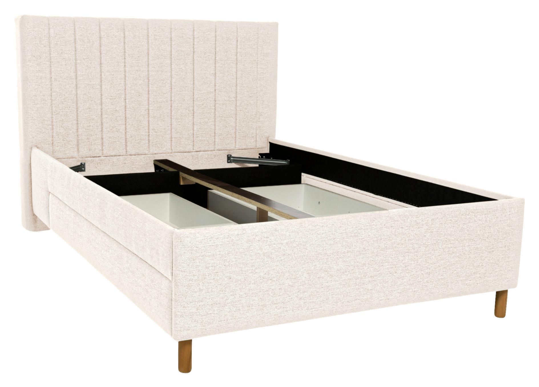 Polsterbett Talio Beige ca. 140x200cm - Eichefarben/Beige, KONVENTIONELL, Holz/Holzwerkstoff (140/200cm) - Mömax