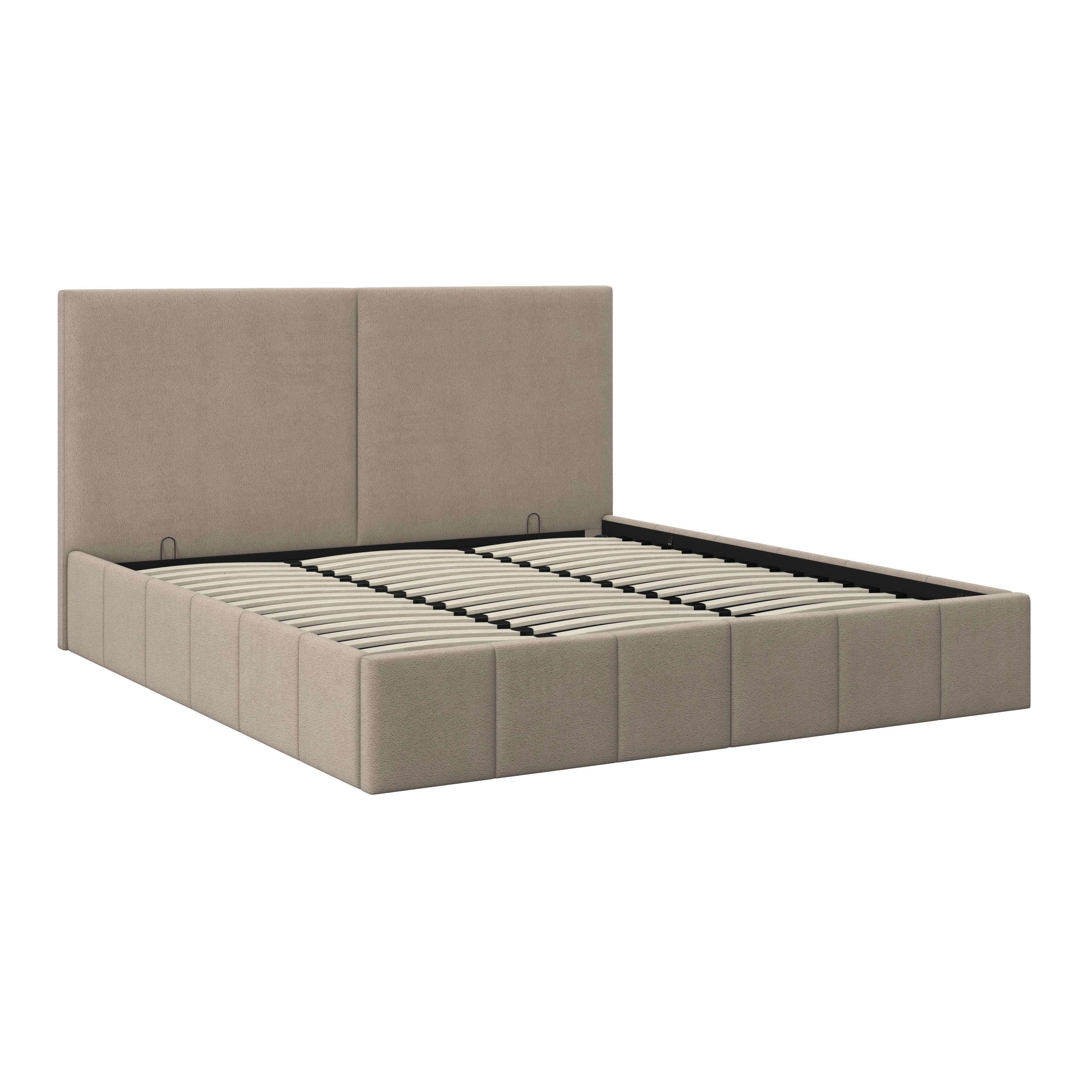 STOPPAD SÄNG MILA - svart/taupe, Modern, metall/trämaterial (180/200cm) - Bessagi Home