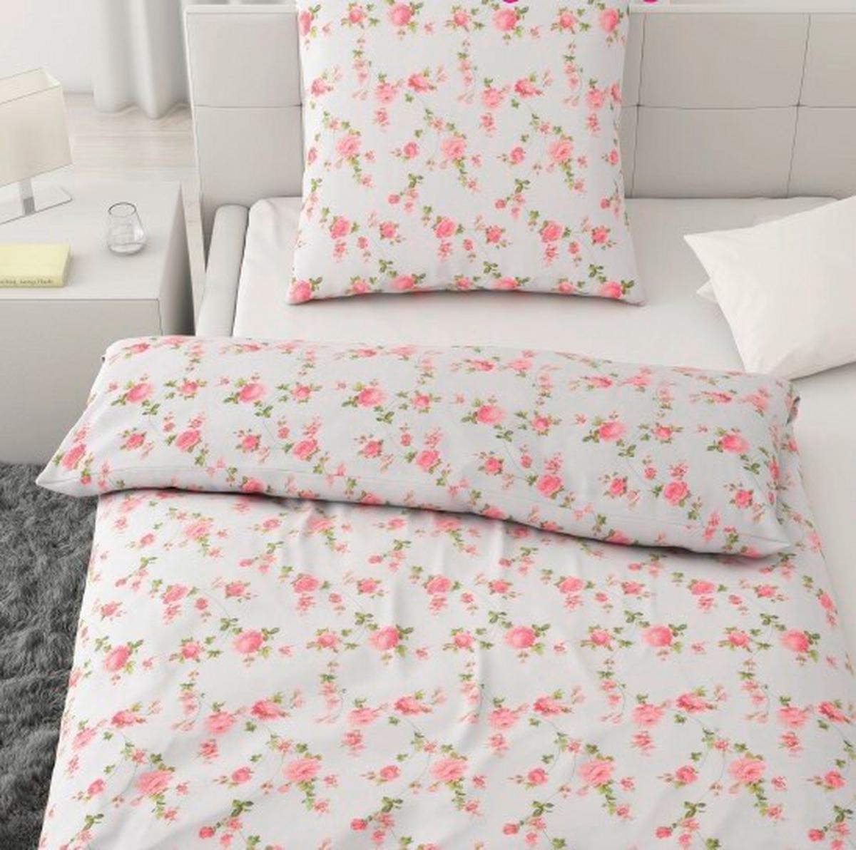 Posteljnina Flora - bela, Romantika, tekstil (140/200cm) - Modern Living
