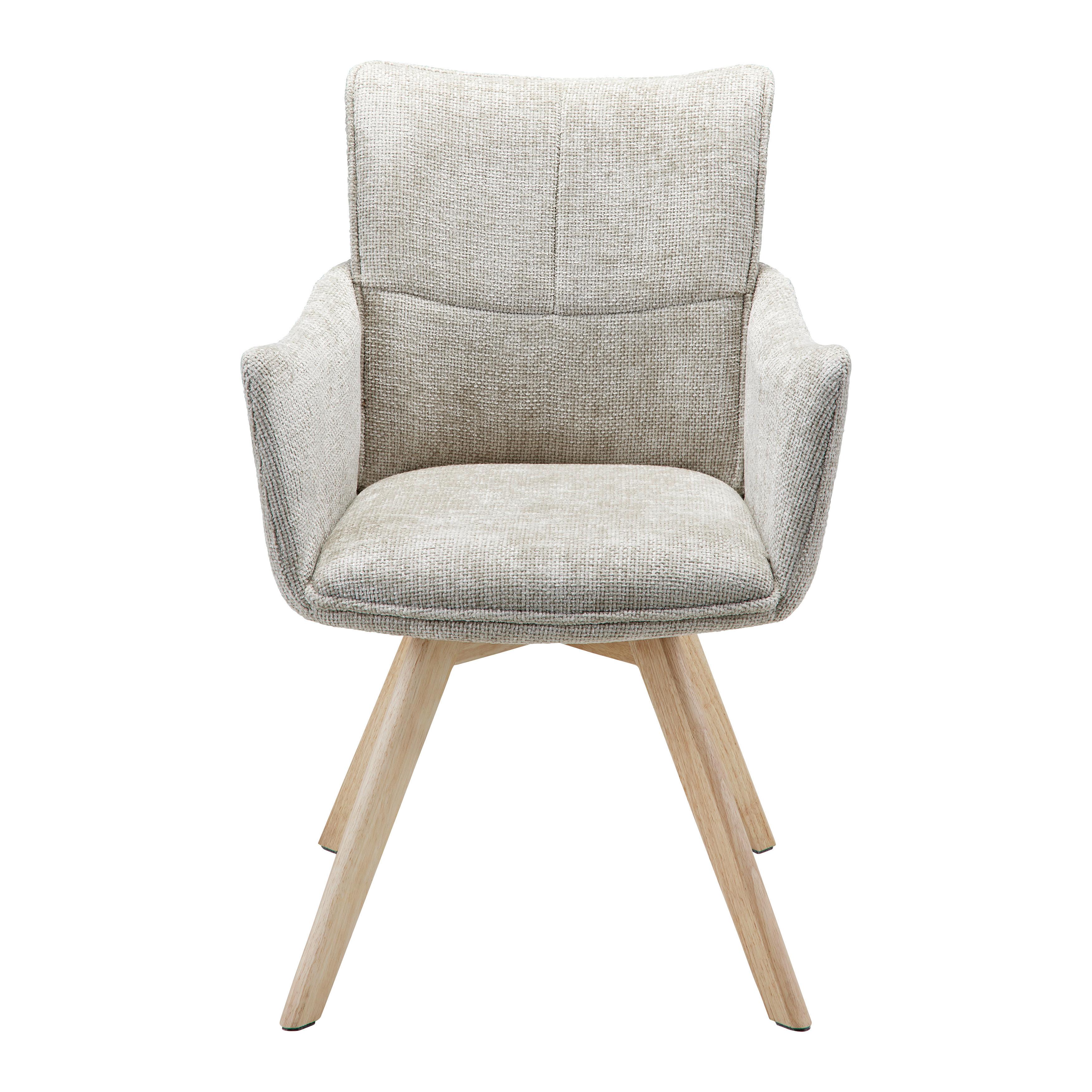 STOL MED ARMSTÖD TERESA - ljusgrå/naturfärgad, Modern, metall/trä (60/92,5/61cm) - Bessagi Home