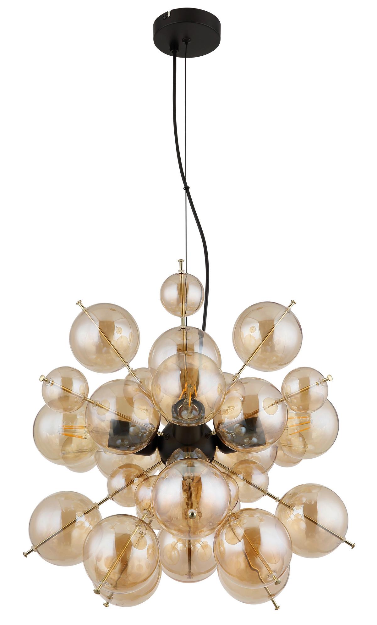 HÄNGELEUCHTE 15633H2A - Goldfarben/Schwarz, Design, Glas/Kunststoff (51,5/120cm) - Globo