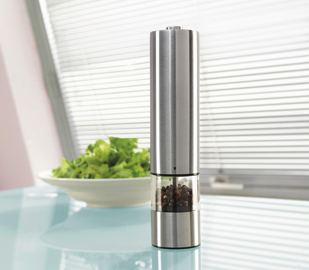 MŁYNEK ELEKTRYCZNY SÓL/PIEPRZ 147-120 - kolor stalowy, Basics, metal (22cm) - Justinus