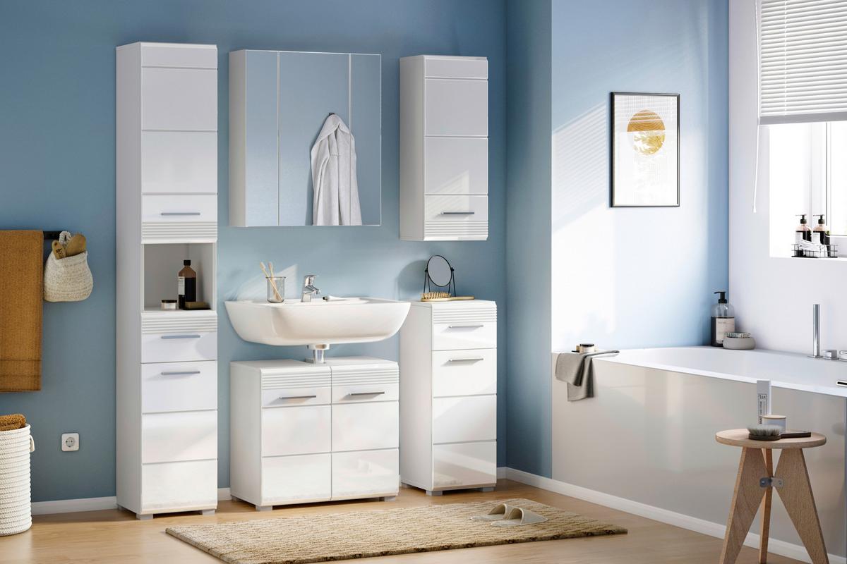 Omara Z Ogledalom Linus, 60x70 Cm, Bela - bela, Moderno, steklo/leseni material (60/70/18cm) - MID.YOU