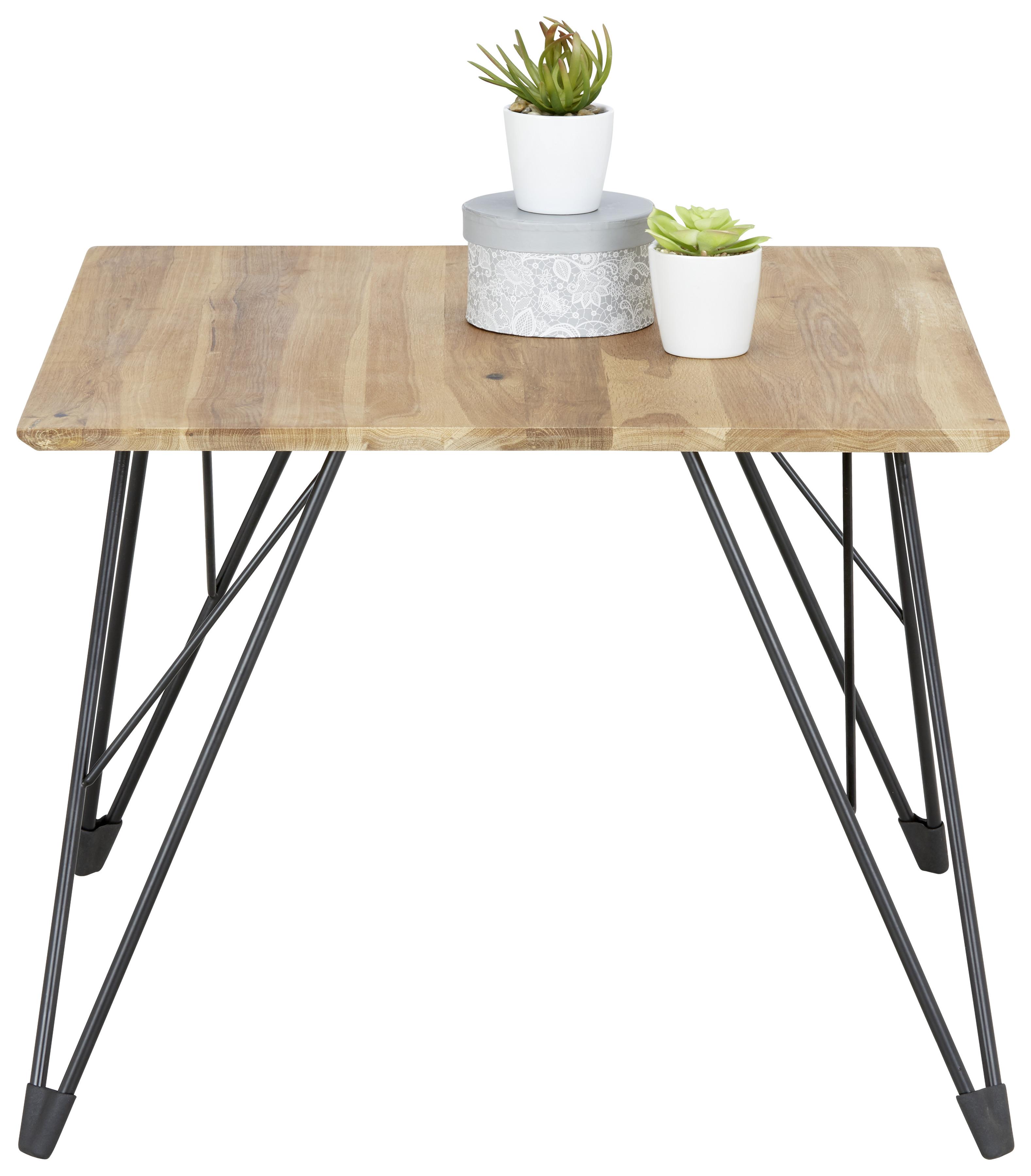 Couchtisch Casablanca in Eichefarben Echtholz - Eichefarben/Schwarz, MODERN, Holz/Metall (60/60/46cm) - Based