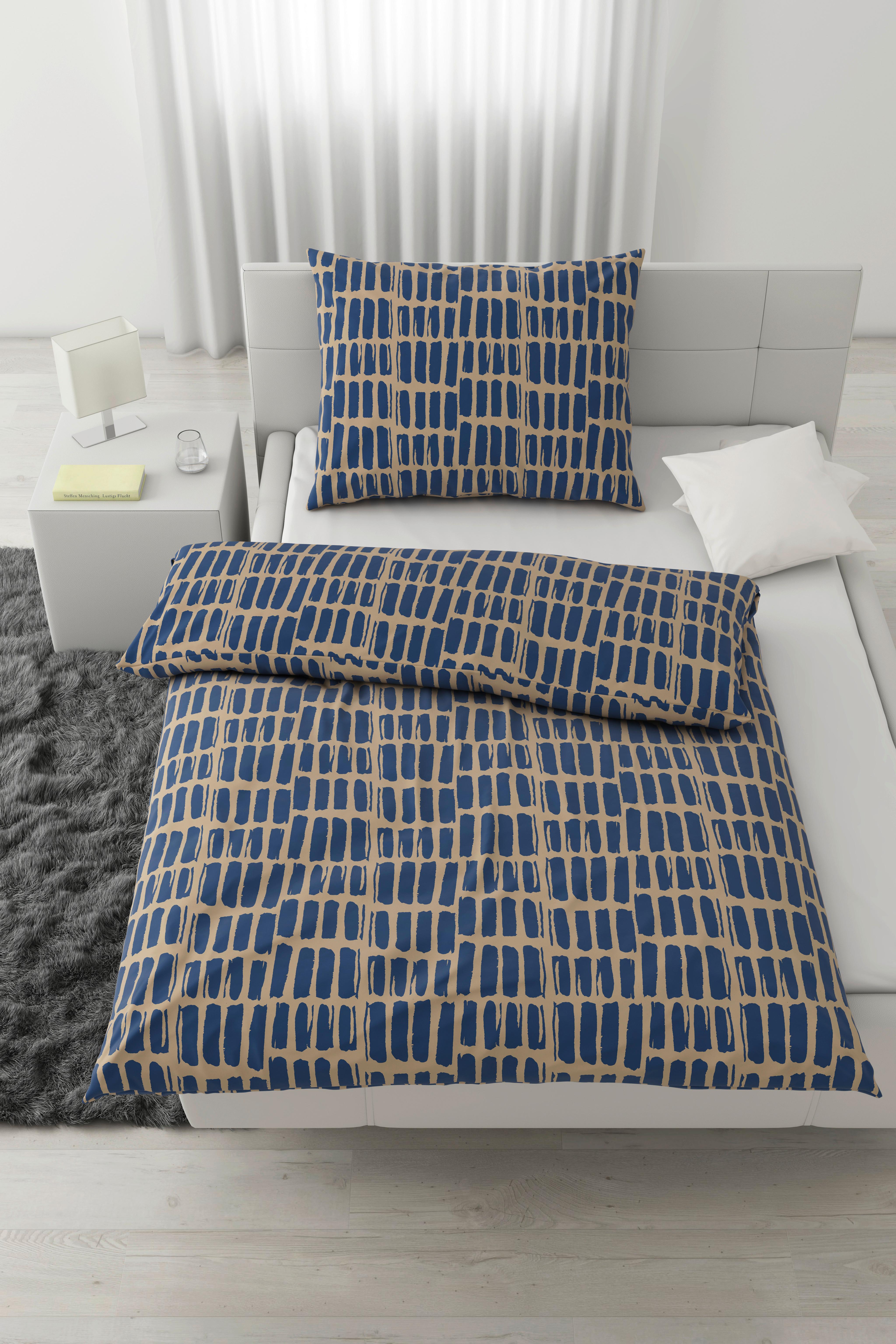 BETTWÄSCHESET ADAM - Blau/Beige, Modern, Textil (160/210cm) - Mömax