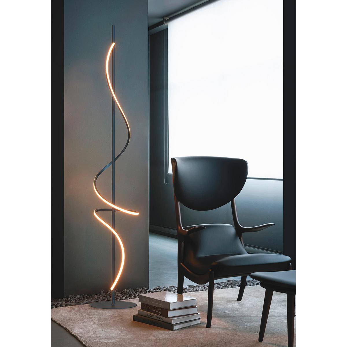 LED-Stehleuchte PTN Schwarz max. 24 Watt - Schwarz, Design, Kunststoff/Metall (22/22/150cm)