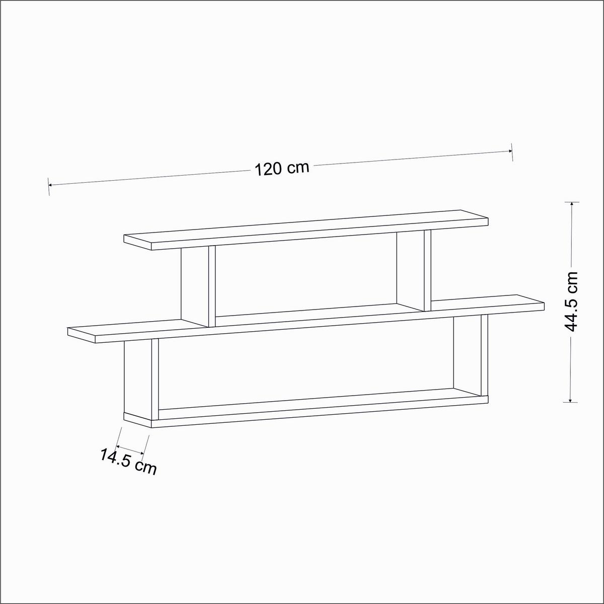 Stenski Regal Seneca - barve hrasta, Design, leseni material (120/44,6/14,6cm) - MID.YOU