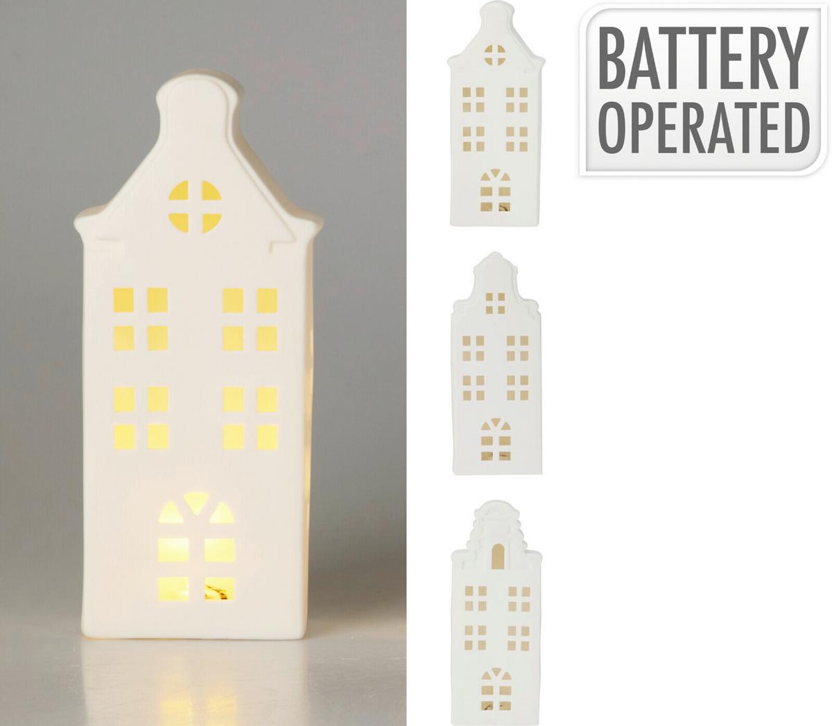 Led-es Dekor Ház Benny - fehér, kerámia (9,2/5/23,5cm)