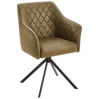 KRZESŁO Z PODŁOKIETNIKAMI LELA - czarny/oliwkowa zieleń, Modern, metal/drewno (61/91/58cm) - Livetastic