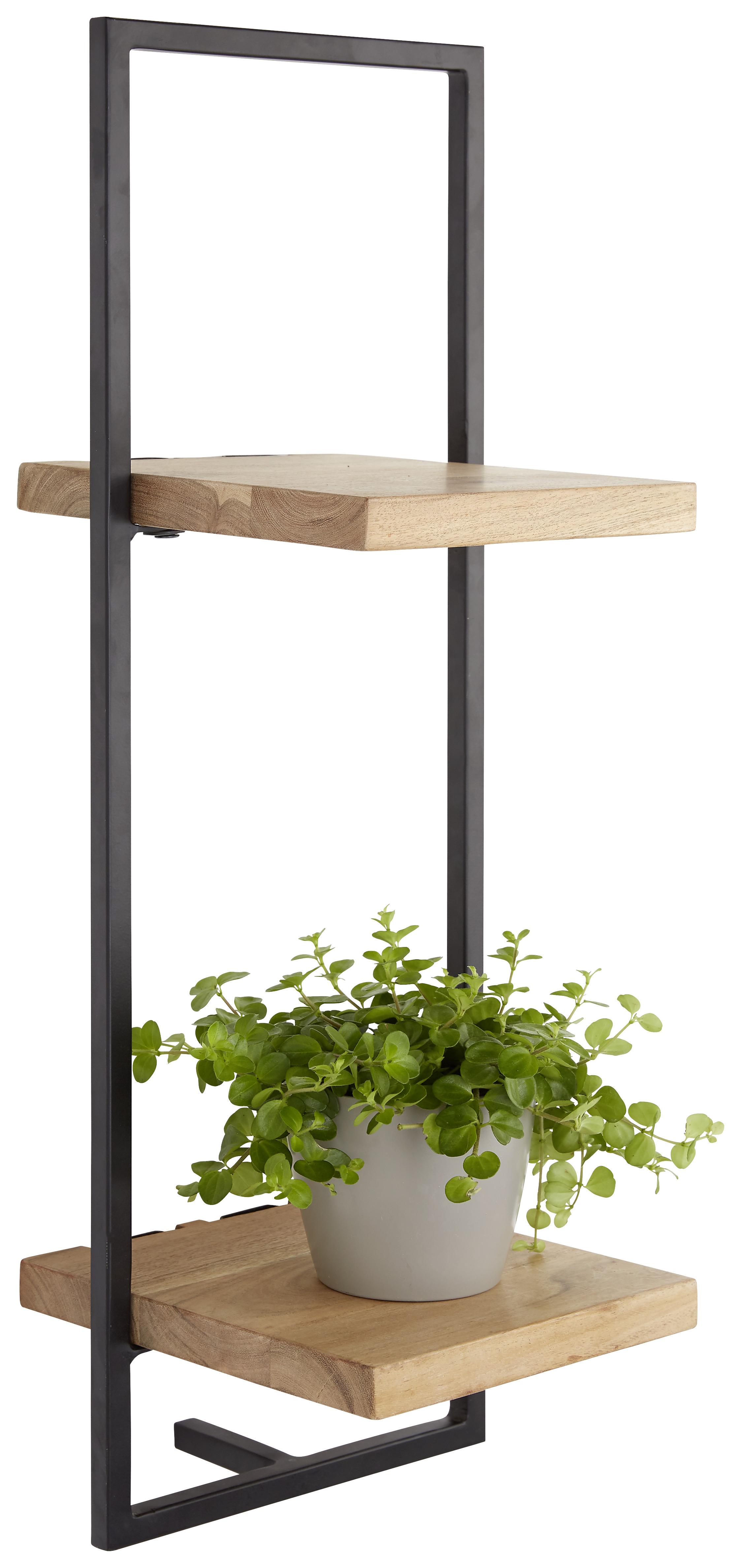 étagère murale in Schwarz/Akazienfarben - Schwarz/Akaziefarben, Modern, Holz/Metall (25/75/25cm) - Mömax