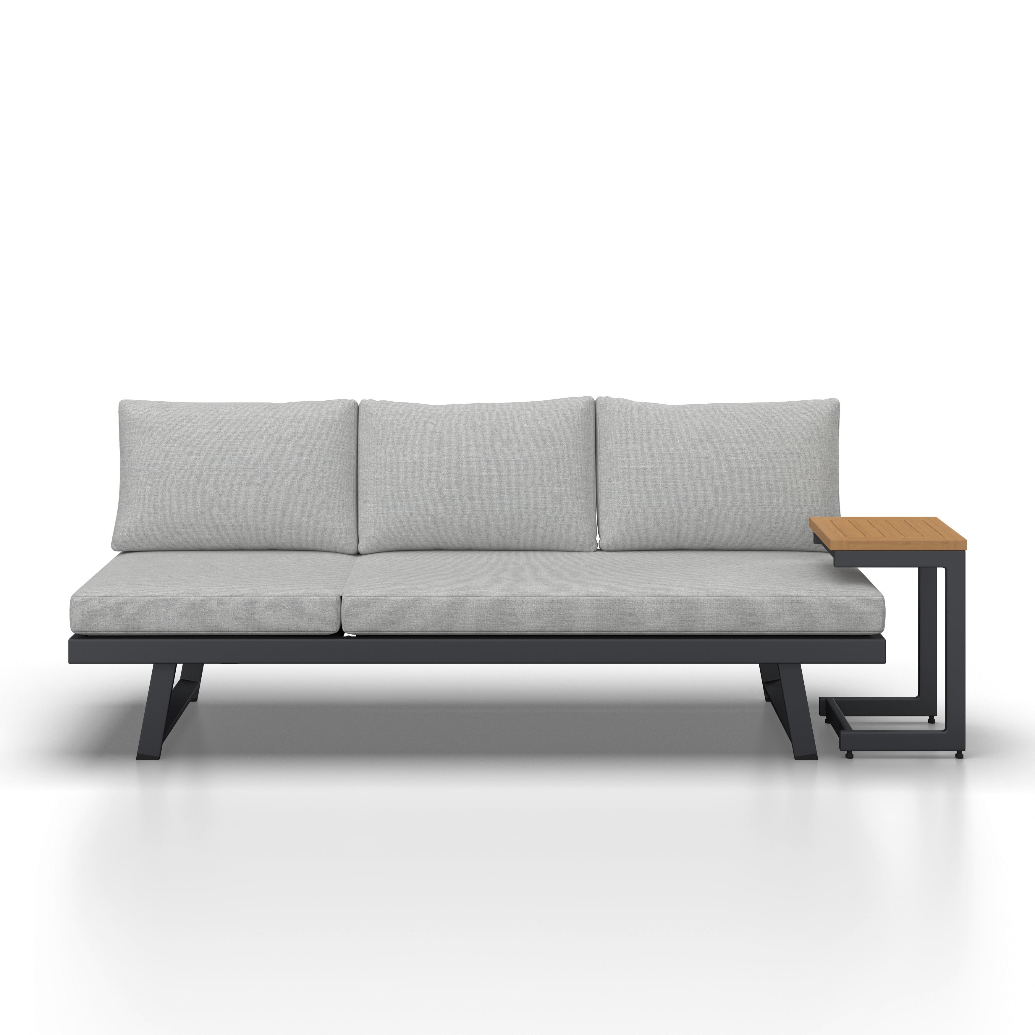 Vrtni Ležalnik / Klop Loan, Svetlo Siva, Z Mizico - temno siva/siva, Moderno, kovina/tekstil (210/84/78cm) - Bessagi Garden