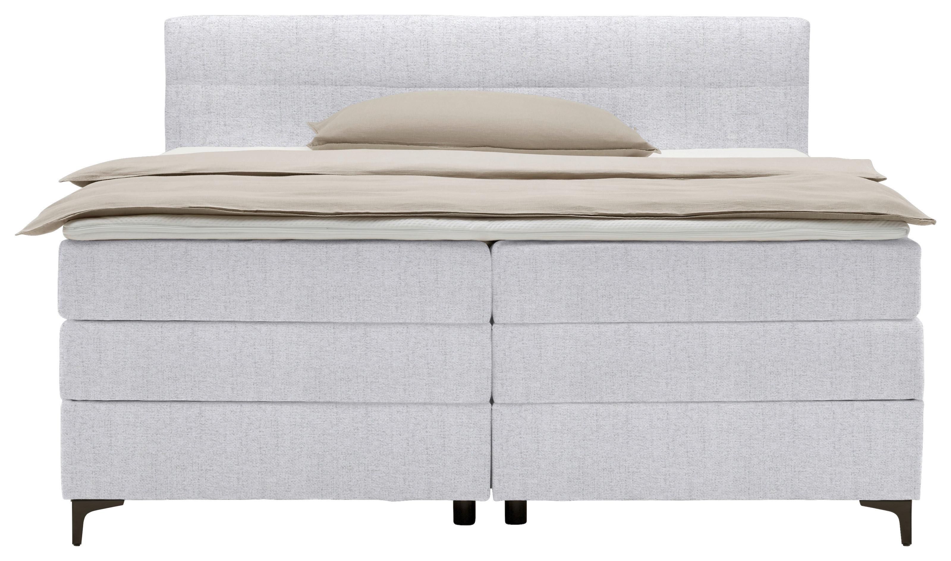Boxspringbett Bari in Hellgrau ca. 180x200cm - Hellgrau/Schwarz, KONVENTIONELL, Textil/Metall (180/200cm) - Mömax
