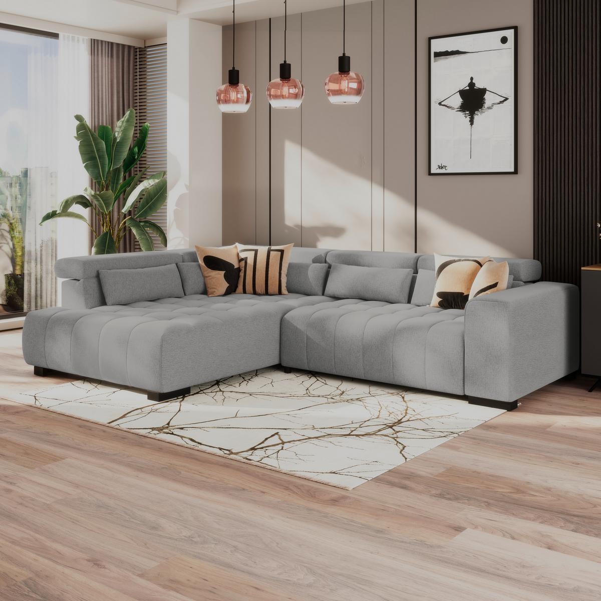 Kutna Garnitura Matera - tamno siva/crna, Trend, tekstil/drvo (226/311cm)