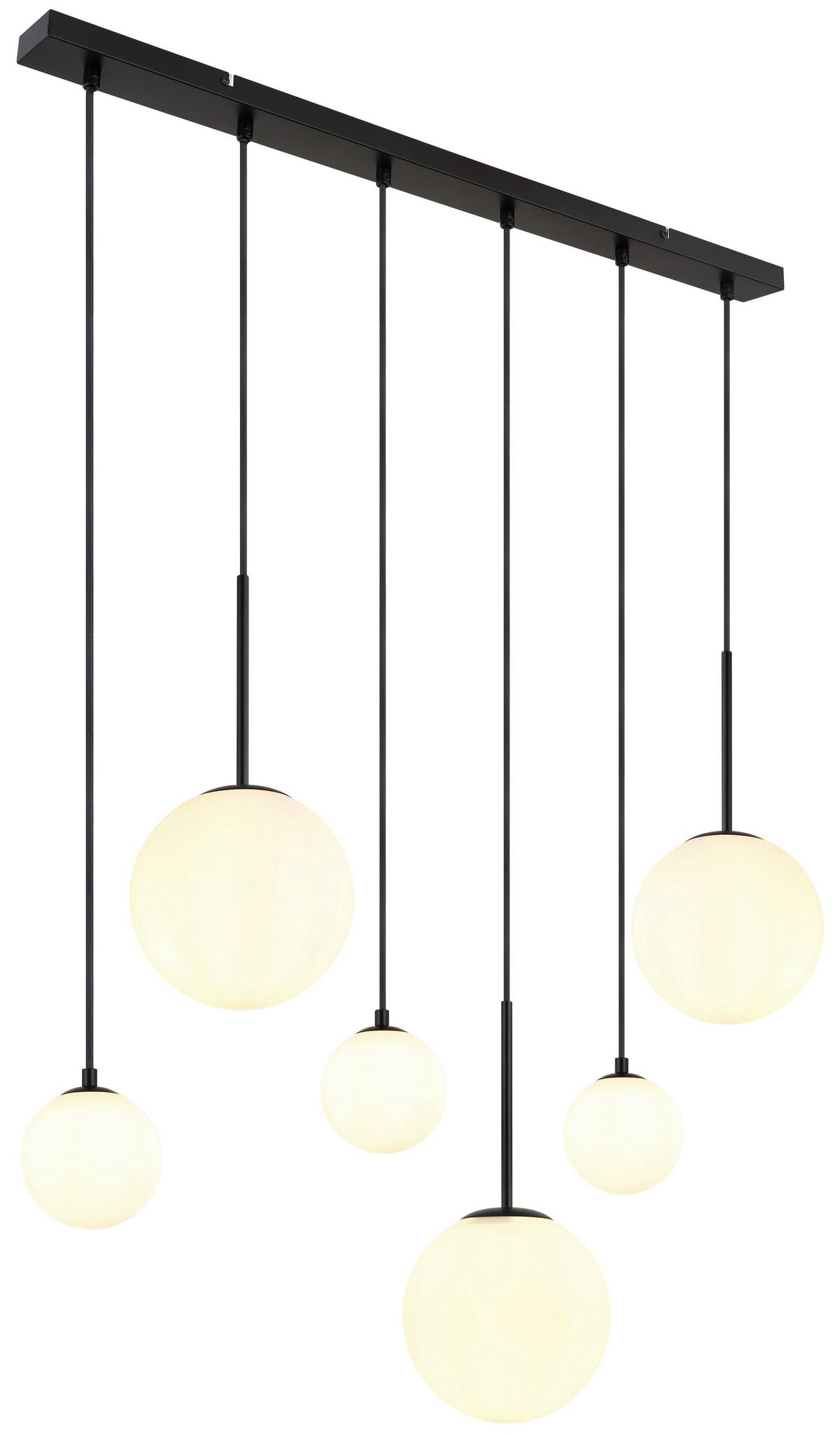 HÄNGELEUCHTE 15168-6 - Schwarz, Konventionell, Glas/Metall (91/20/117cm) - Globo