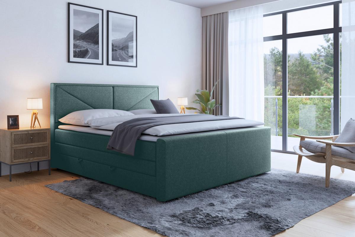Boxspringbett Lima ca. 180x200 cm Blau - Blau, MODERN, Holz/Kunststoff (180/200cm) - MID.YOU