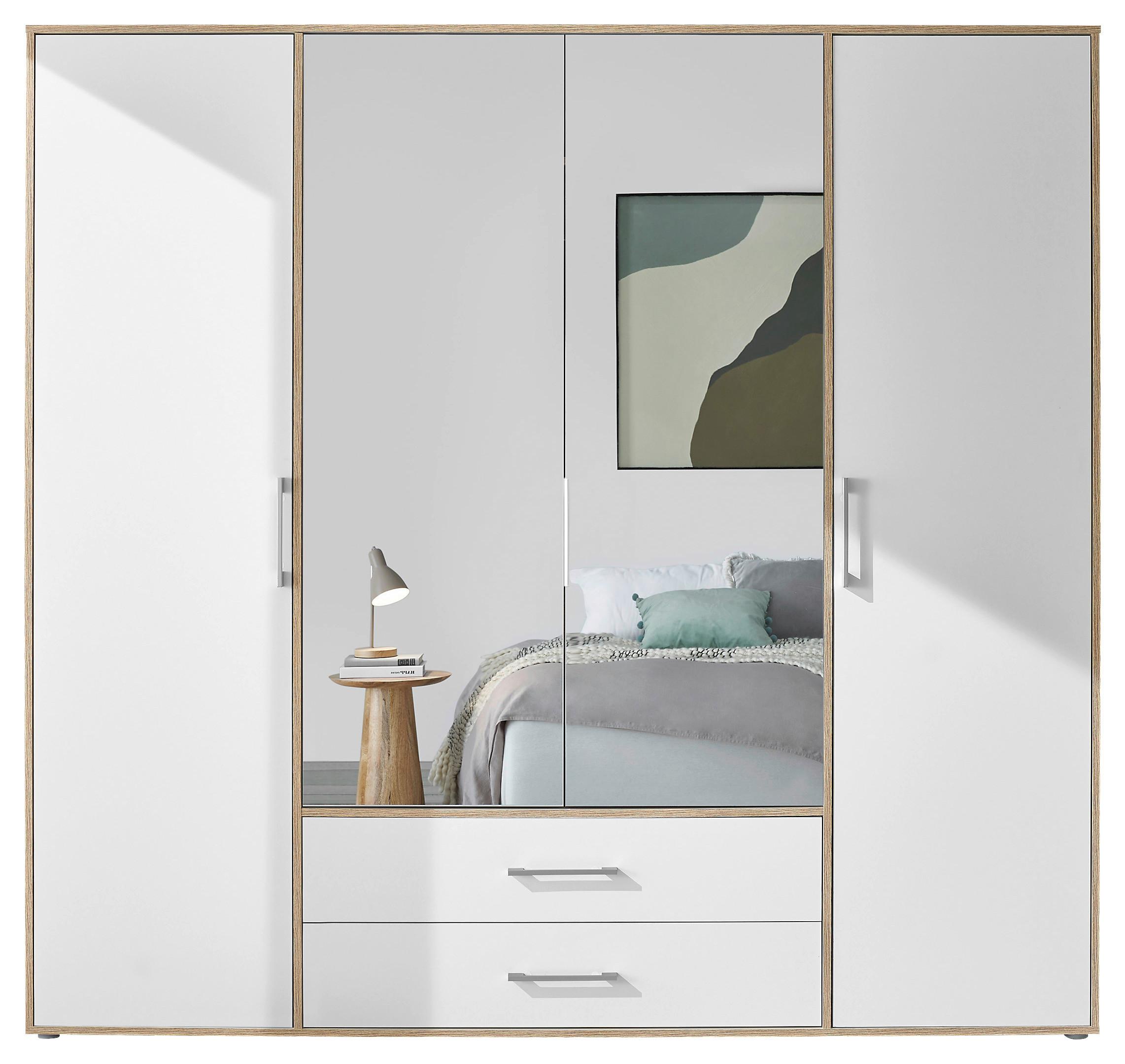 Ormar S Klasičnim Vratima Lembo - bijela/srebrne boje, Konvencionalno, staklo/drvni materijal (206/195/60cm) - Modern Living