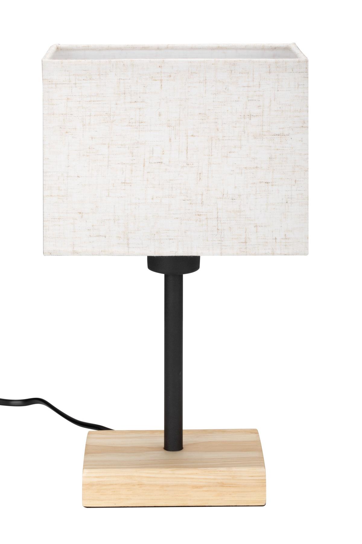 LAMPA STOŁOWA WOODRO *SBB* - kolor naturalny/czarny, Natur, metal/tkanina (17/10/30cm) - Boxxx