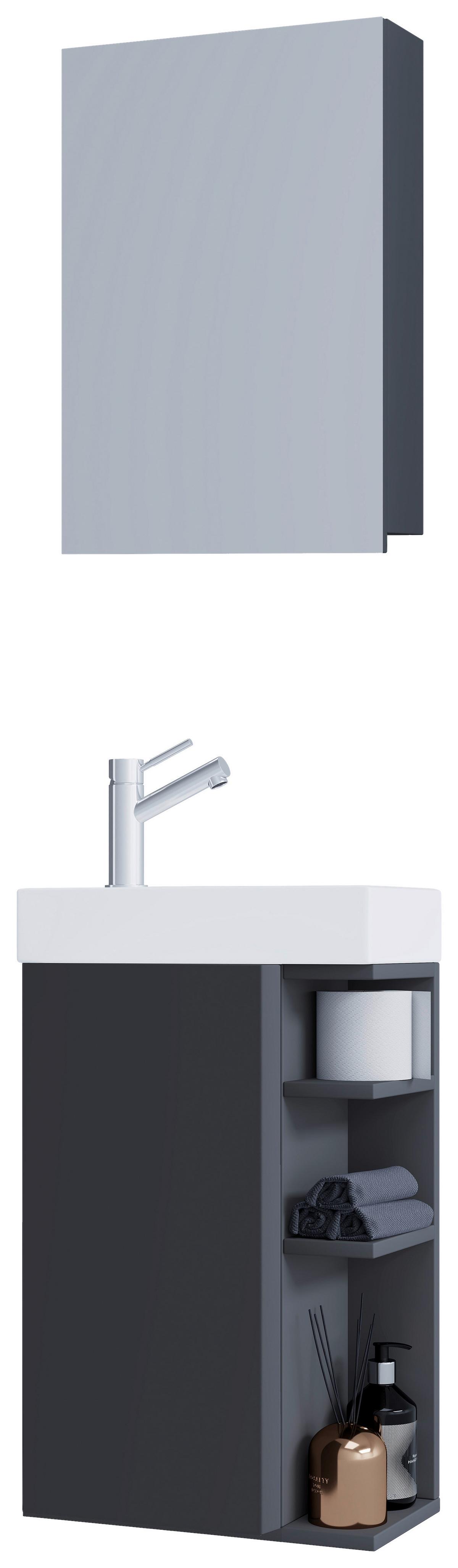 GÄSTEBAD LUMIA - Weiss/Anthrazit, Modern, Glas/Keramik (40cm) - MID.YOU