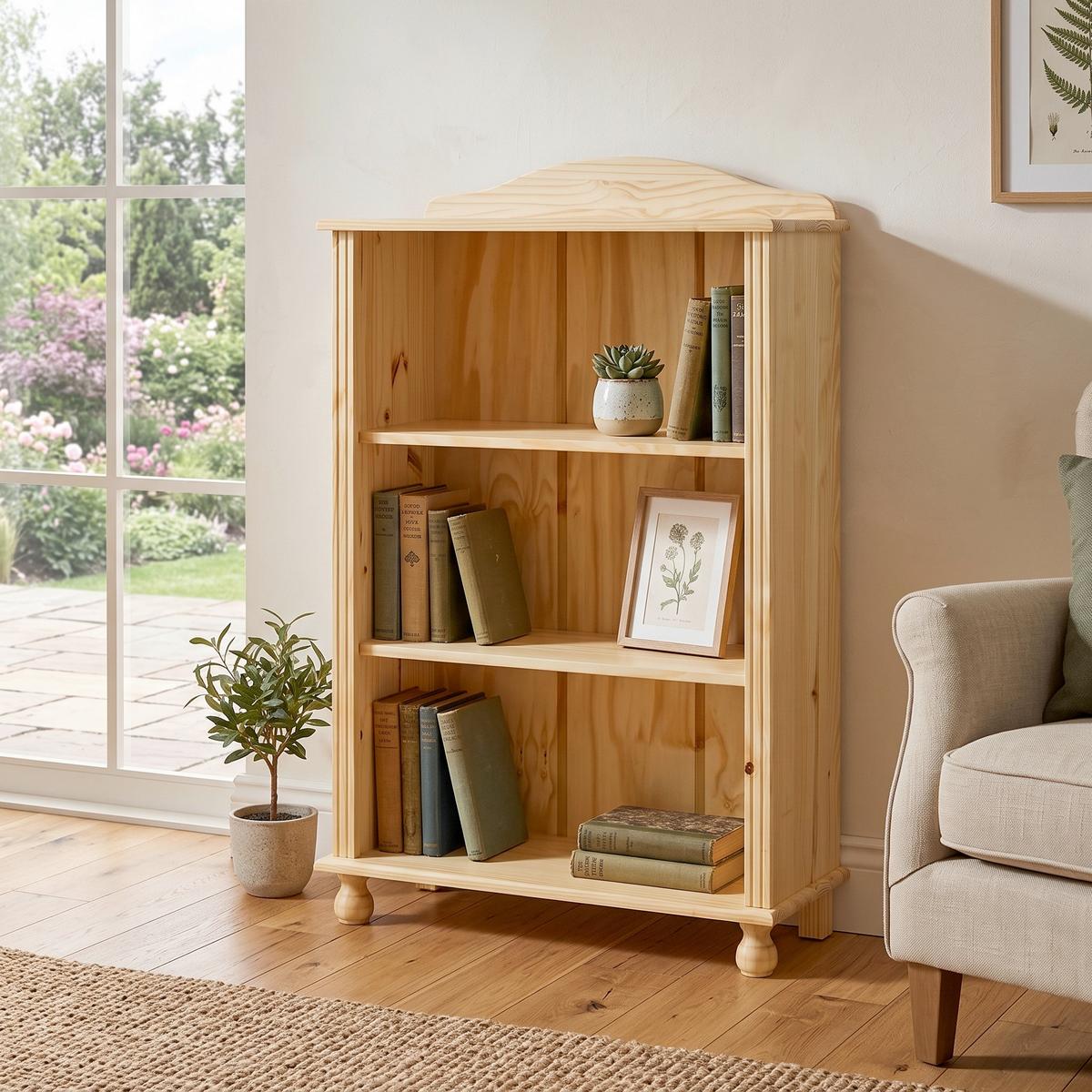 Regal Naturfarben mit 2 Böden - Naturfarben, Natur, Holz (77/116/30cm) - Livetastic