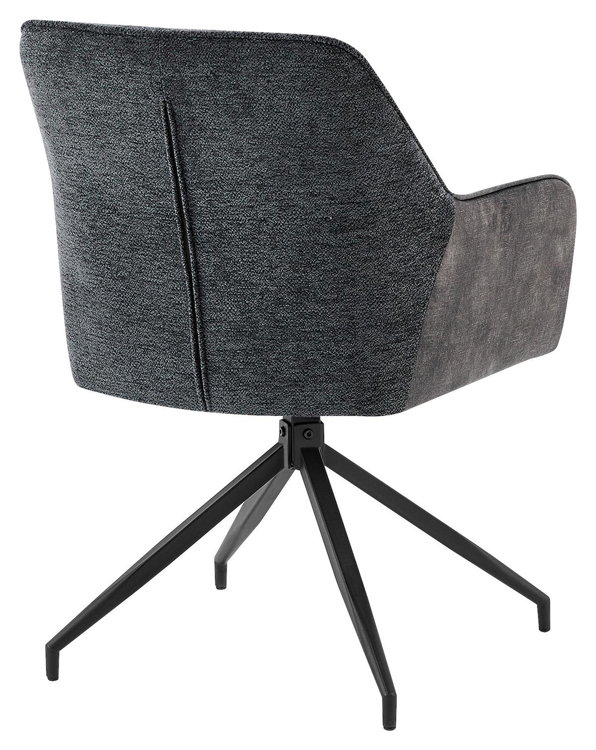 Stuhlset JACKY Anthrazit, Samt - Anthrazit/Schwarz, MODERN, Textil/Metall (62/87/56cm) - MID.YOU