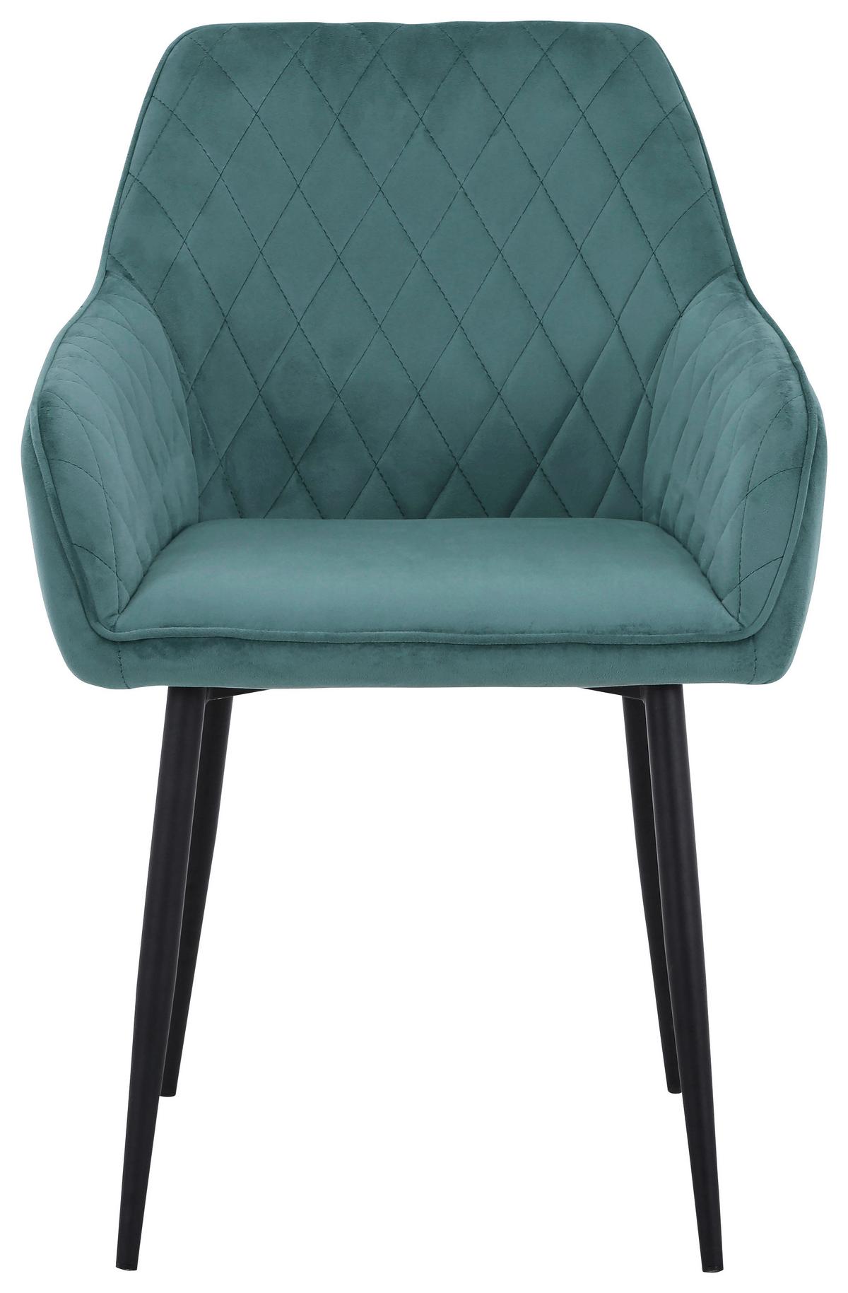 KRZESŁO Z PODŁOKIETNIKAMI STU - czarny/jadeitowa zieleń, Design, metal/tkanina (56/82,5/61,5cm) - Novel