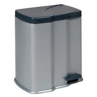 Treteimer Gunnar in Schwarz/Silberfarben - Silberfarben/Schwarz, Kunststoff (39,5/29/43cm) - Modern Living