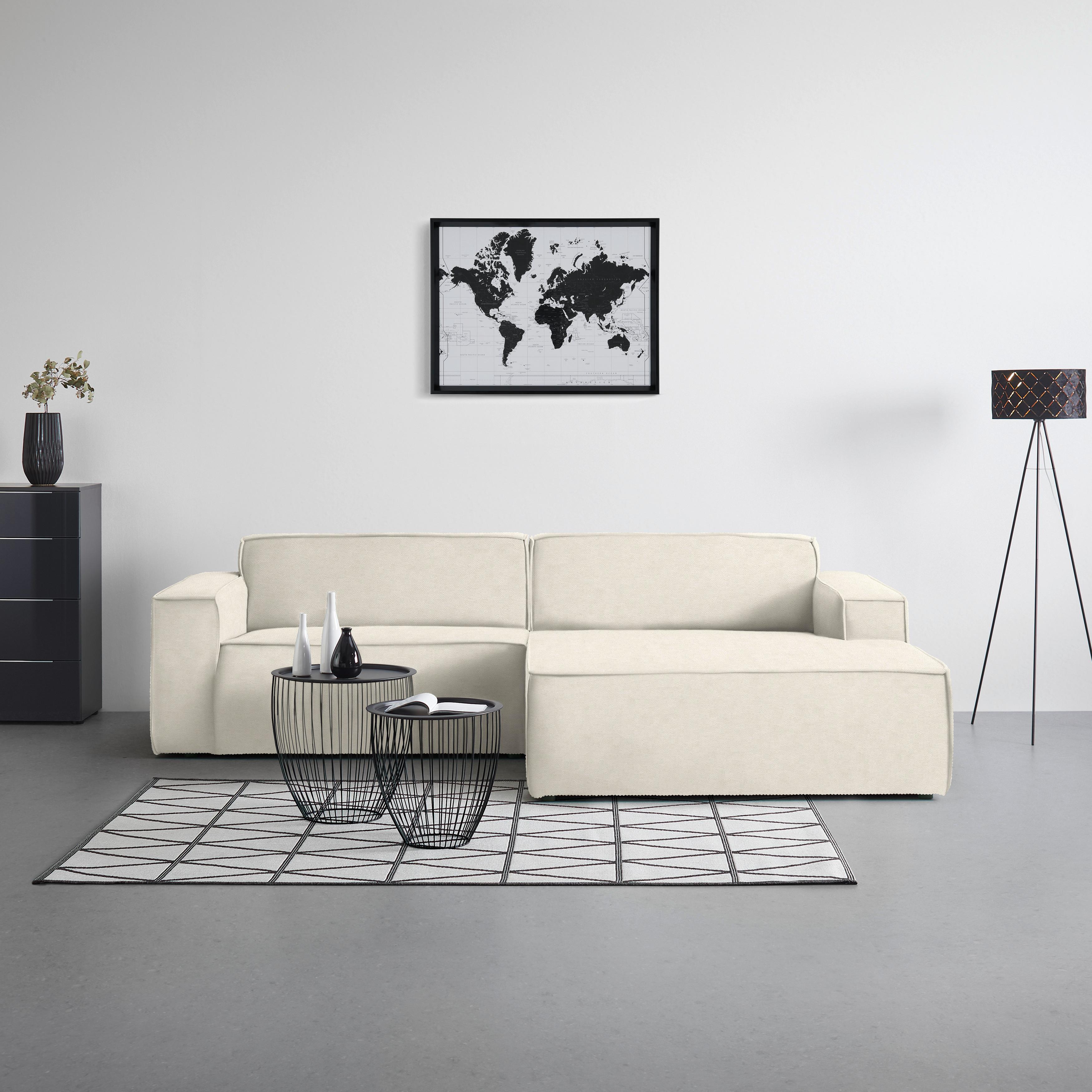 Wohnlandschaft Loft Creme - Creme/Schwarz, MODERN, Kunststoff/Textil (265/75/172cm) - Mömax