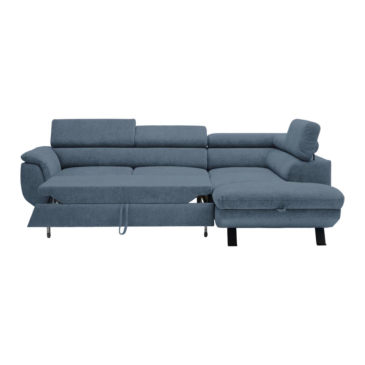 Ecksofa Raven Royalblau - Royalblau/Schwarz, MODERN, Textil/Metall (257/198cm) - Mömax