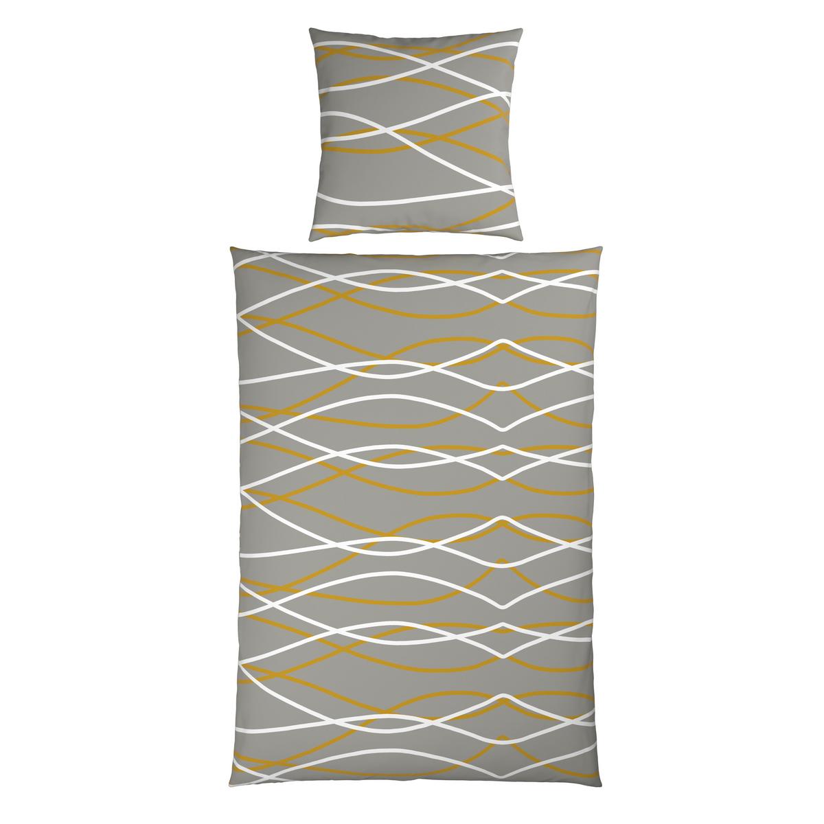 Bettwäsche Welle XL Gold/Grau ca.155x200cm - Goldfarben/Grau, MODERN, Textil (155/220cm) - Mömax