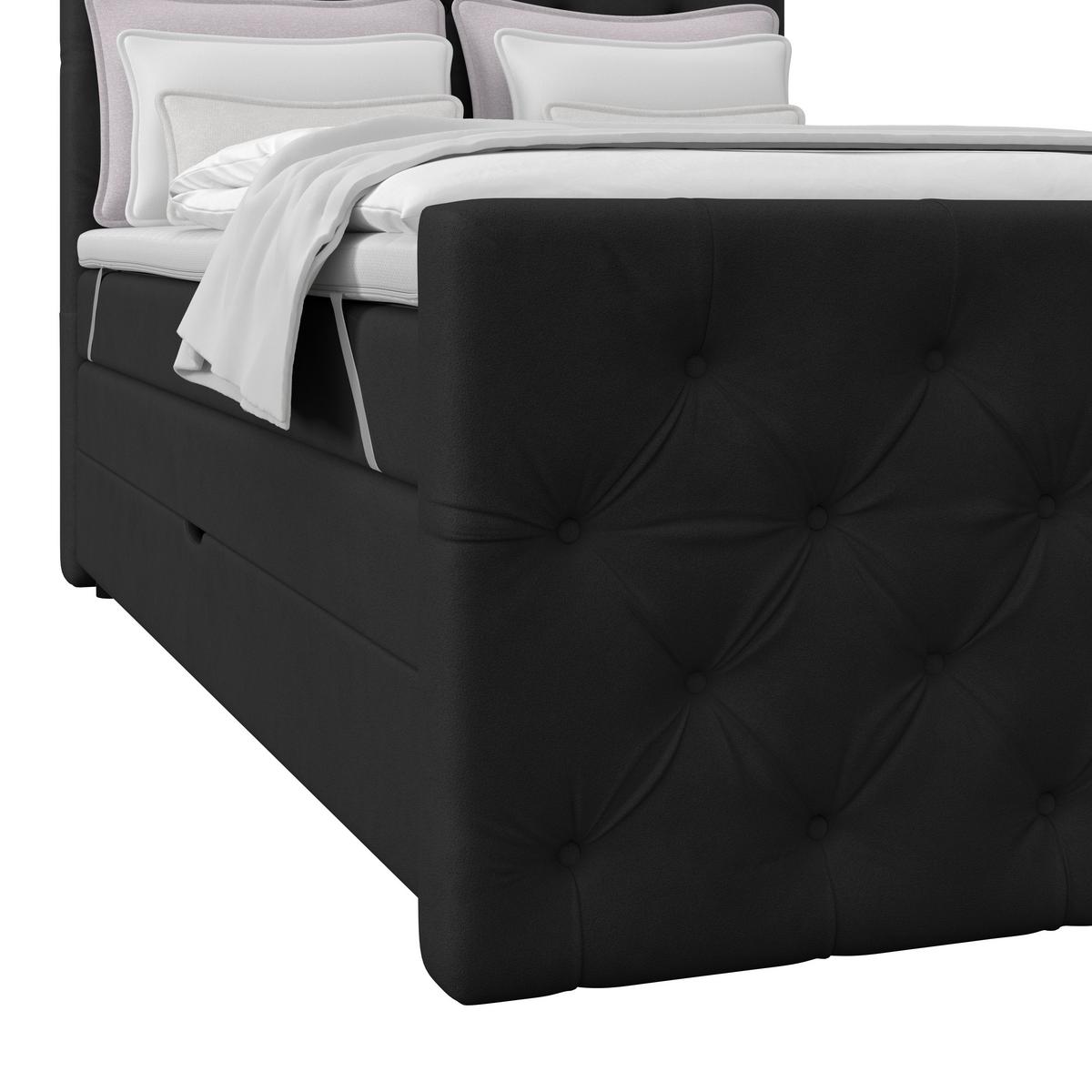 Boxspring Krevet Elio - bež/crna, Romantično / ladanjski, tekstil/plastika (140/200cm) - Modern Living