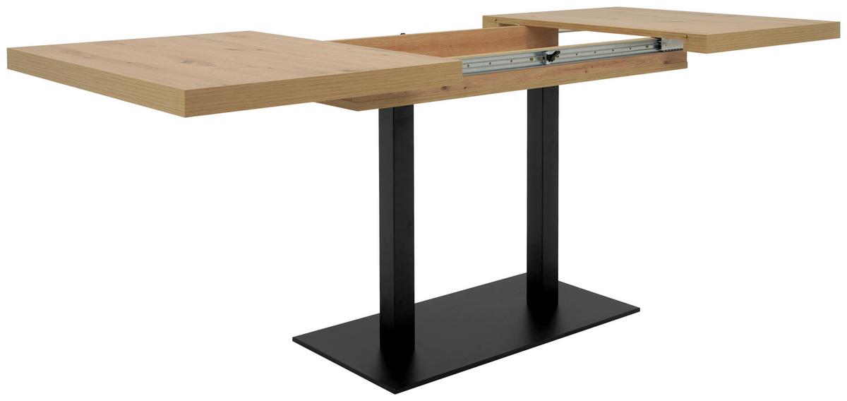 Raztegljiva Jedilna Miza Quadrato, 120-200x80cm - črna/hrast artisan, Konvencionalno, kovina/leseni material (120-200/80/74cm) - MID.YOU