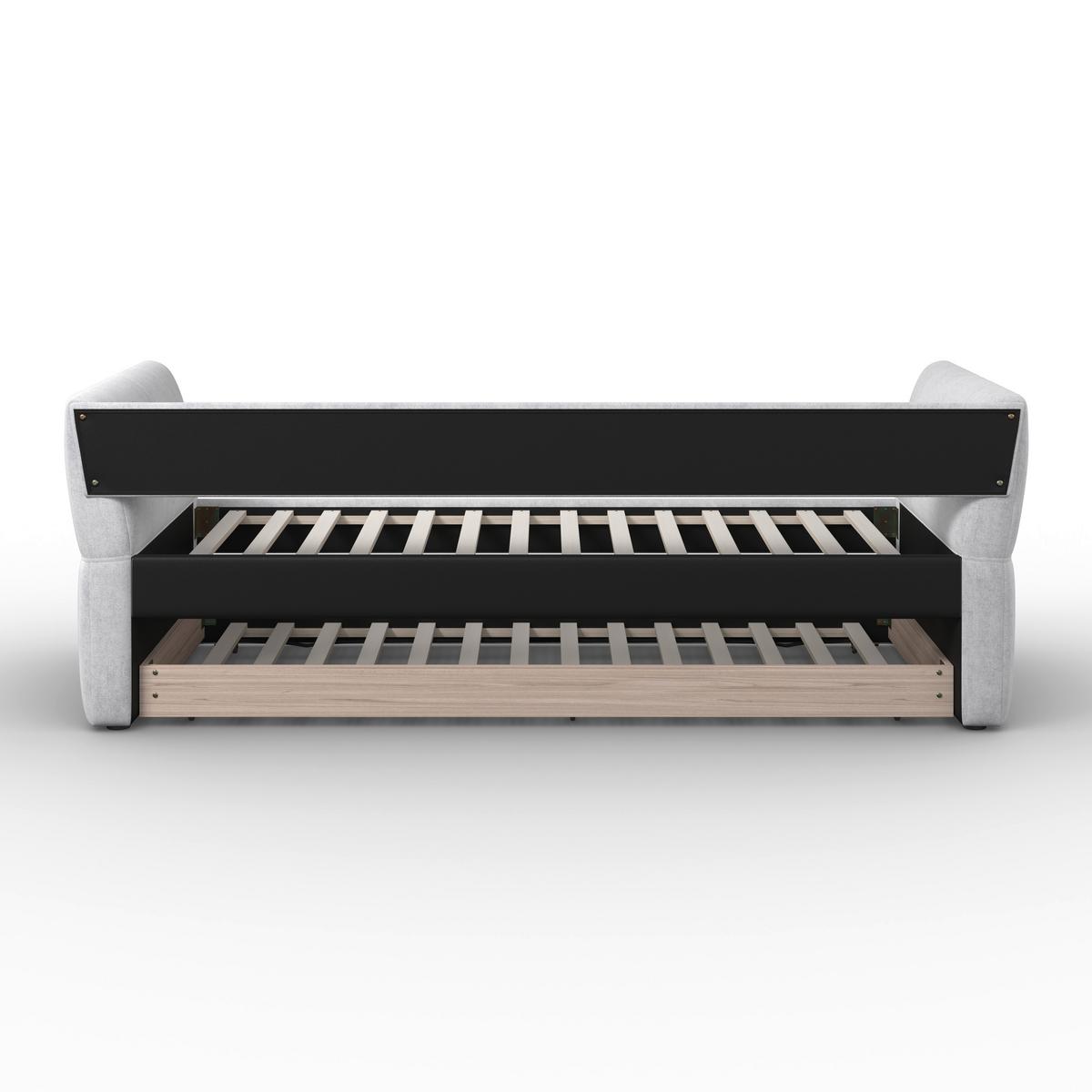 Ausziehbett Dream ca. 90x200 cm Hellgrau - Hellbraun/Hellgrau, MODERN, Holz/Kunststoff (90/200cm) - Bessagi Home