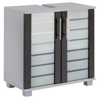 Waschbeckenunterschrank Niko Anthrazit/Silber - Edelstahlfarben/Anthrazit, MODERN, Glas/Holzwerkstoff (59,8/62,4/32,6cm) - MID.YOU