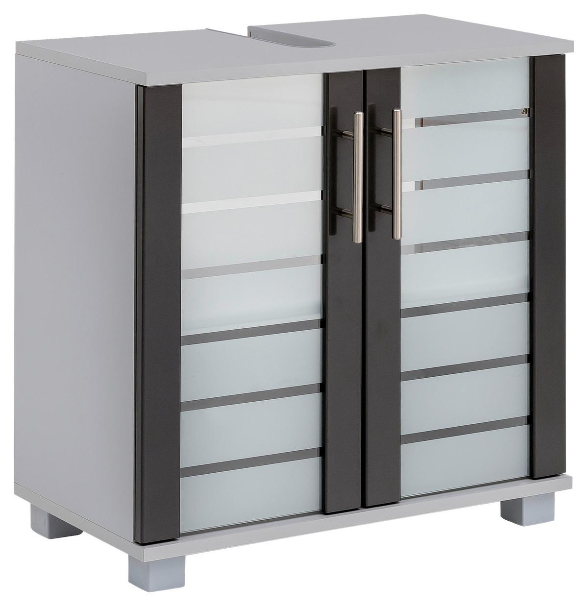 Waschbeckenunterschrank Niko Anthrazit/Silber - Edelstahlfarben/Anthrazit, MODERN, Glas/Holzwerkstoff (59,8/62,4/32,6cm) - MID.YOU