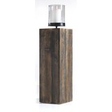 Windlicht Ria inkl. Glas H ca. 84,5 cm - Dunkelbraun, Glas/Holz (20/20/84,5cm) - Mömax modern living