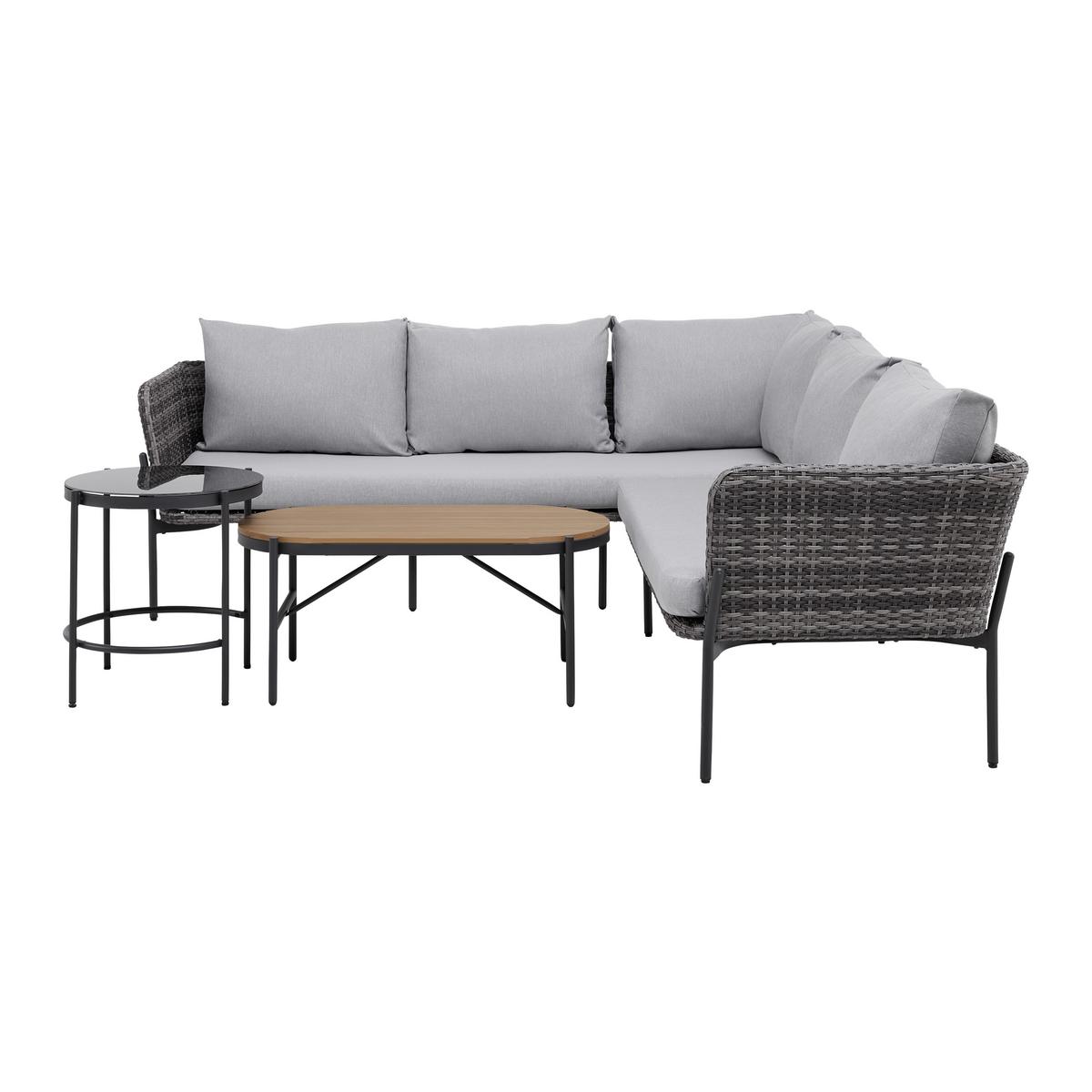 Garnitură grădină Zophia - gri închis/culoare natur, Modern, plastic/sticlă (294/68/77cm) - Bessagi Garden