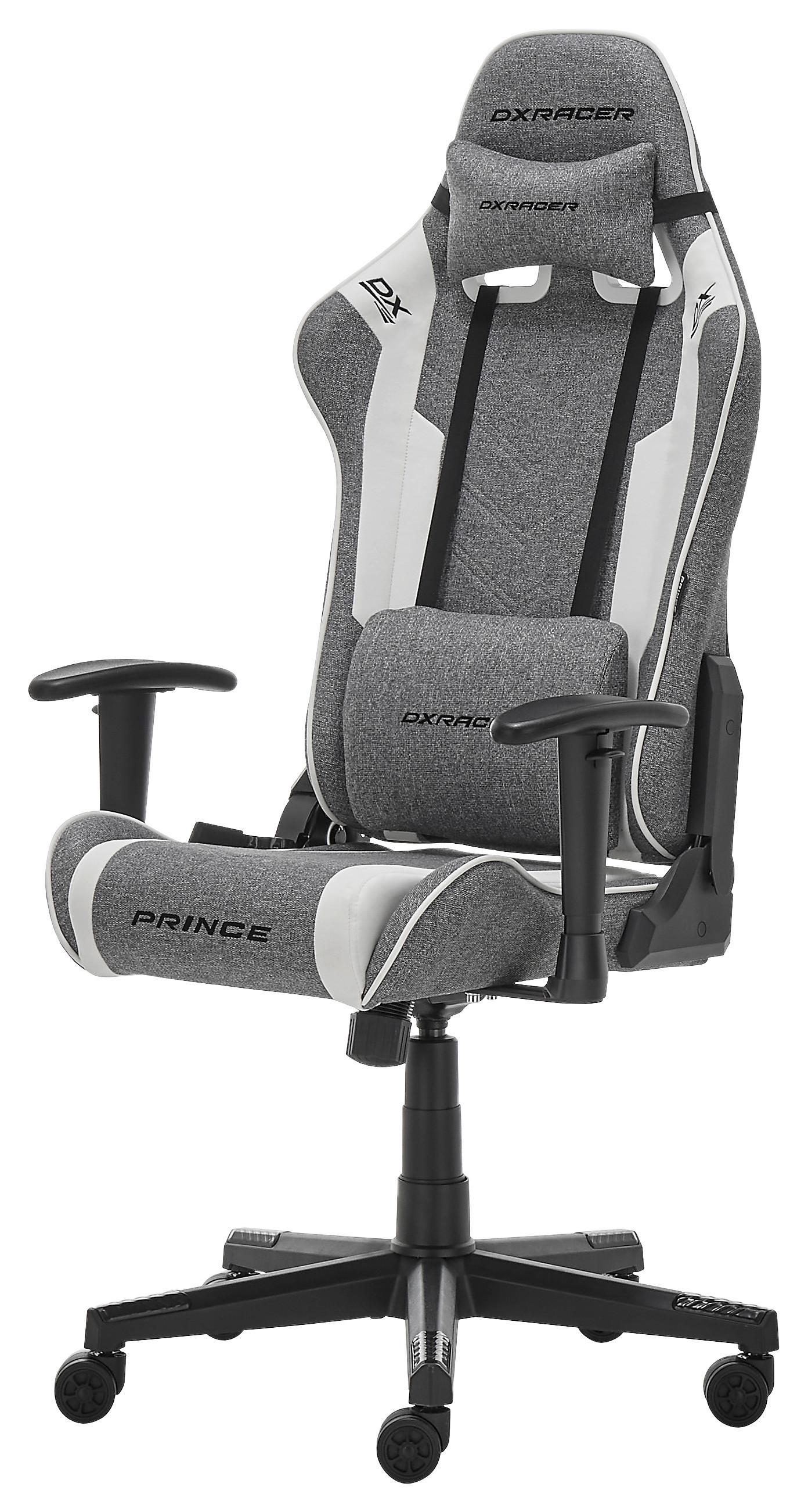 GAMINGSTOL PRINCE -EXKLUSIV- - vit/grå, Modern, textil/plast (70/126/70cm) - Dxracer