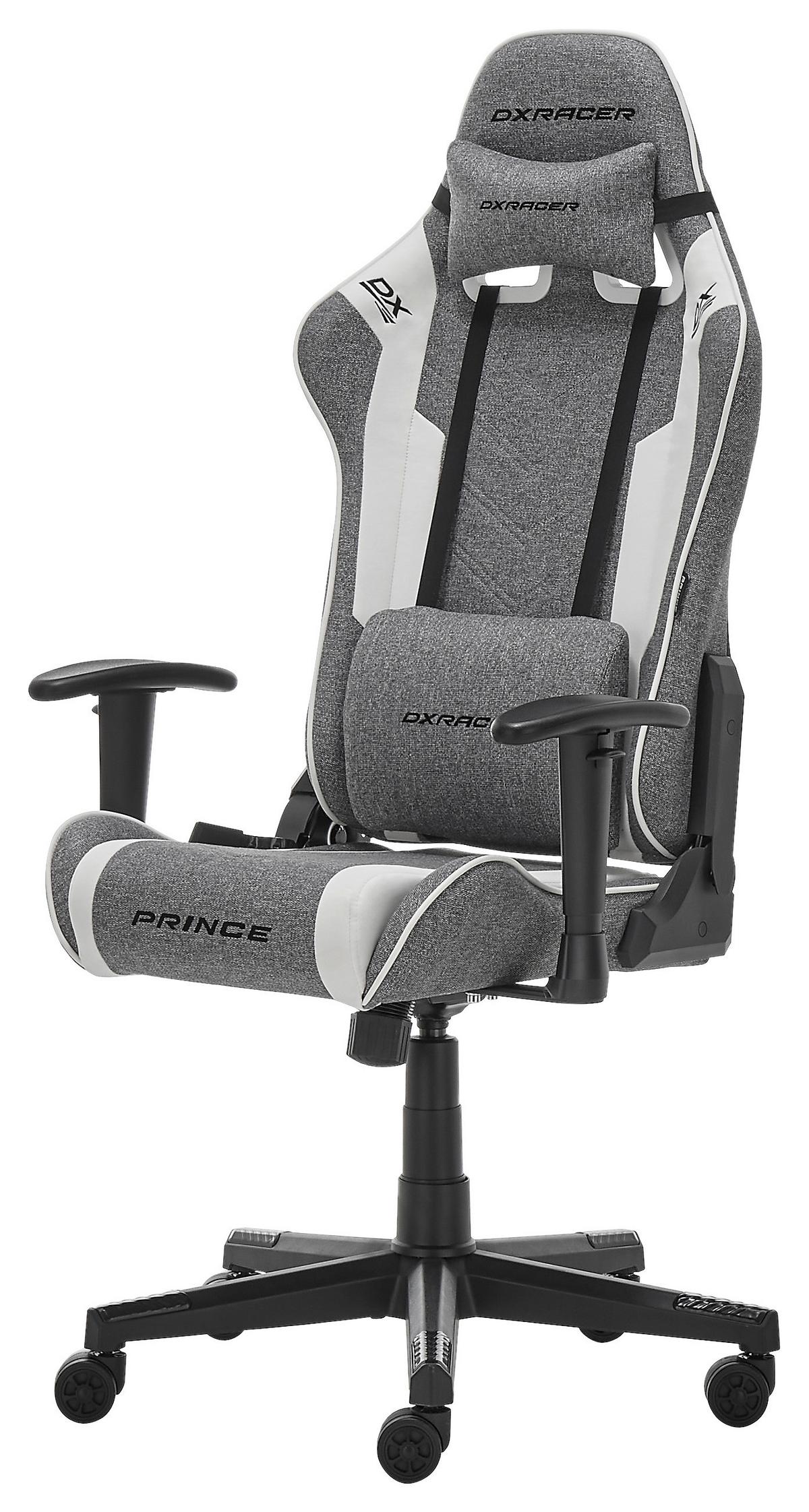 Gamingstuhl Prince in Grau/Schwarz/Weiß - Schwarz/Weiß, MODERN, Kunststoff/Textil (70/126/70cm) - Dxracer