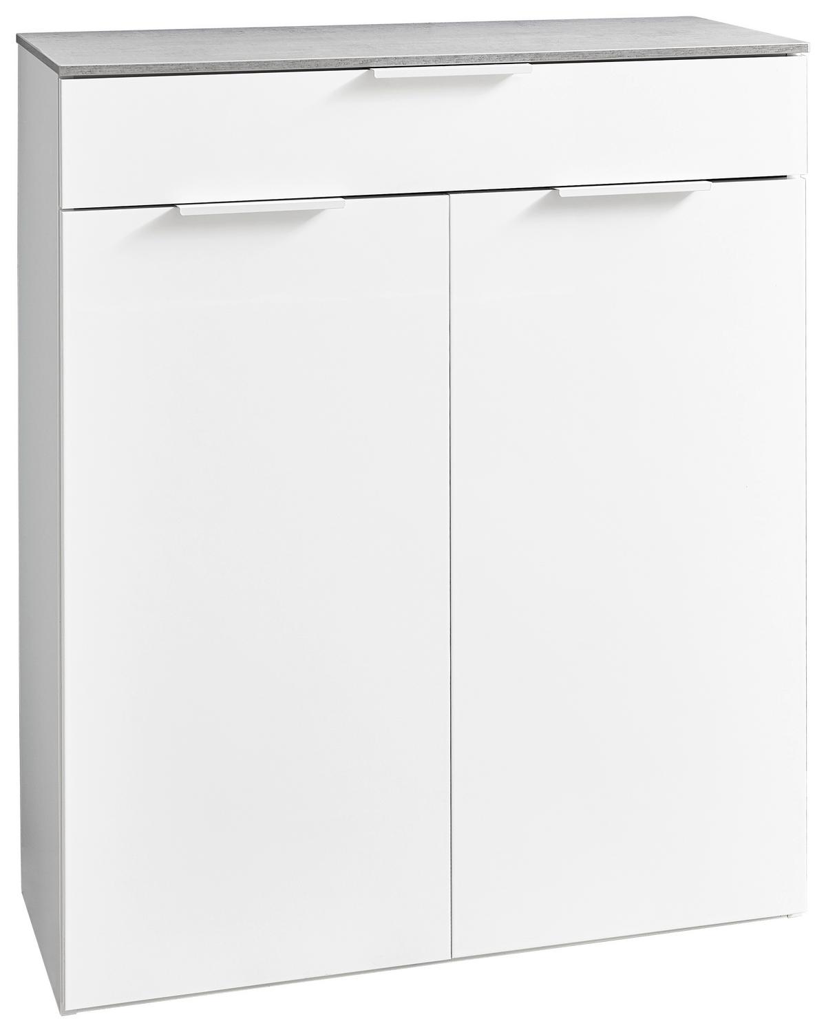 SZAFKA NA BUTY GALAVERNA - biały/szary, Design, materiał drewnopochodny (90/108/35cm) - Carryhome
